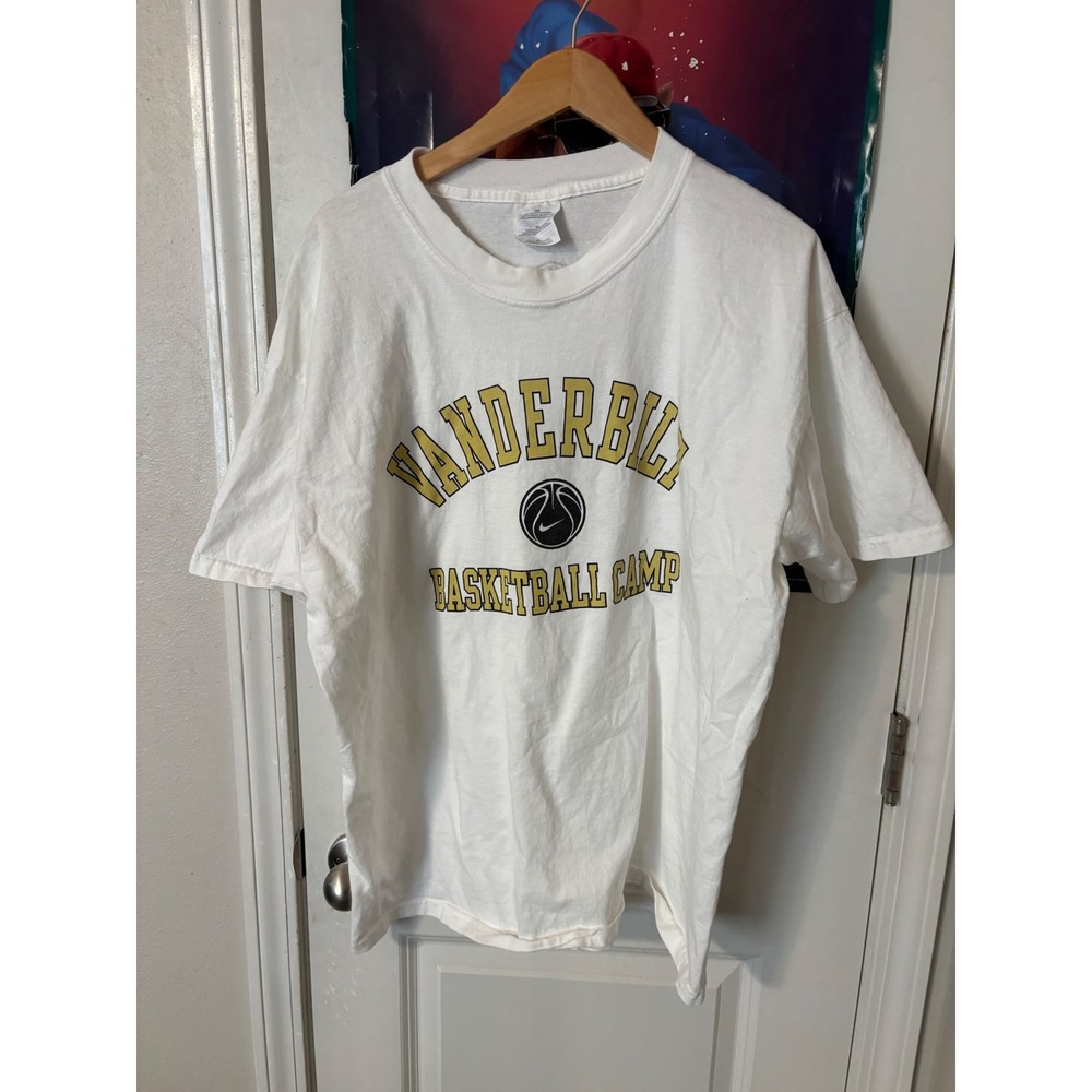 Nike Vanderbilt Basketball Camp T-Shirt Mens XL White vintageTee Short Sleeve